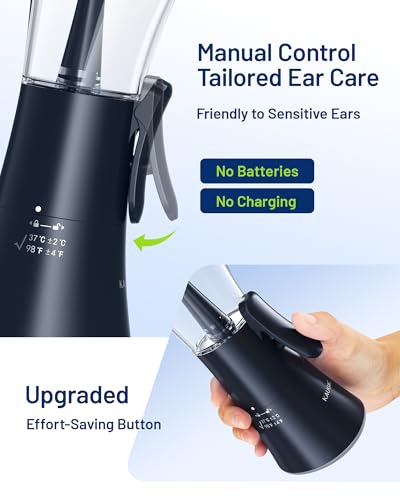 KAUGIC Upgraded Manual Ear Wax Removal Kit - One-Hand Operation, Blue