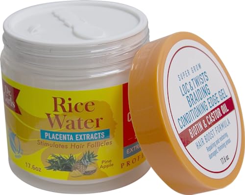 Dr Girls Super Grow Loc & Twist Braiding Gel with Biotin & Castor Oil - Extra Hold, 17.6 oz (Pineapple Scent)