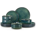 Vancasso Starry Green 12-Piece Dinnerware Set for 4 - Ceramic Plates & Bowls