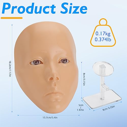 Silicone Makeup Practice 5D Face Board, Reusable Beginners to practice eyesmakeup Face Eyes Silicone False Cosmetologist,Real Person Training Model for Self-Study and Beginners or Makeup Artist Show