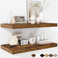 Rustic Brown Floating Shelves Set - 23.6 Inch Deep Wall Storage - Extra Thick & Deep for Living Room, Kitchen, Farmhouse Decor