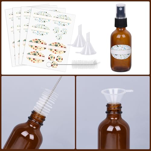 2 Fl Oz Amber Spray Bottles with Fine Mist Sprayer - Pack of 24