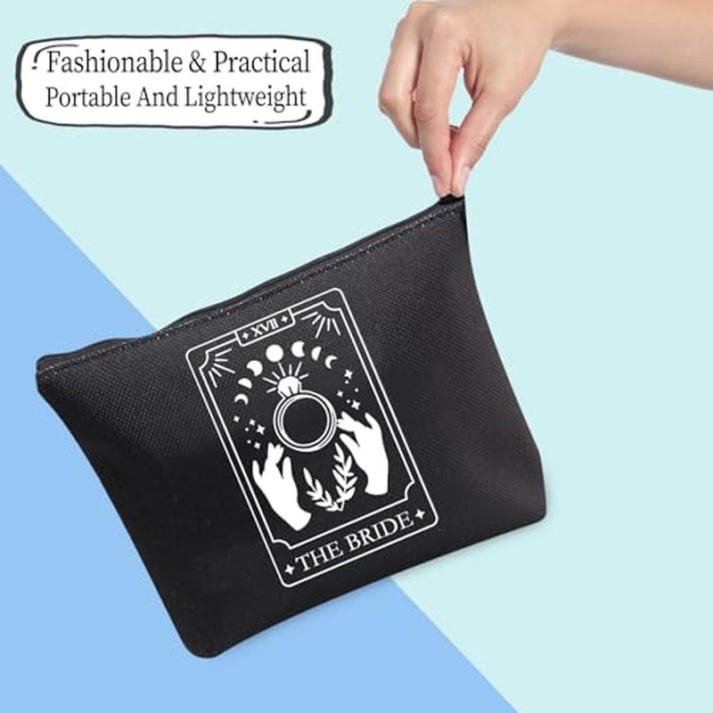 JXGZSO Witchy Bride Gift Tarot Card The Bride Cosmetic Bag Tarot Card Lover Gift Celestial Bachelorette Gift Tarot Wedding Gift (Witchy Bride Gift Black)