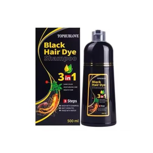 Black Hair Dye Shampoo, 3-in-1 Natural Formula, 500ml