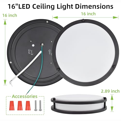 Hykolity 16-Inch Dimmable LED Flush Mount Ceiling Light Fixture - Oil-Rubbed Bronze