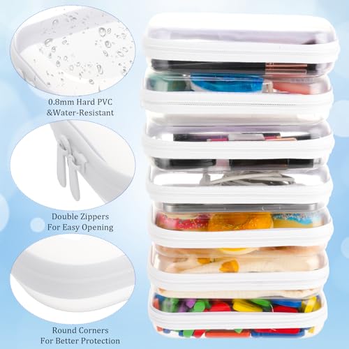 8Pcs Clear Hard Shell Zipper Case - Portable Transparent Storage Organizer S: 7.8 x 4.3 x 2 Inches