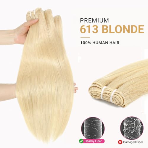 Blonde 14 Inch YAREESONG 613 Human Hair Bundles - Straight 12A Remy Hair