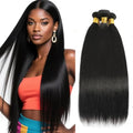Vinmdonm 26-30 Inch Black Straight Human Hair Bundles 3-Pack Brazilian Virgin Hair