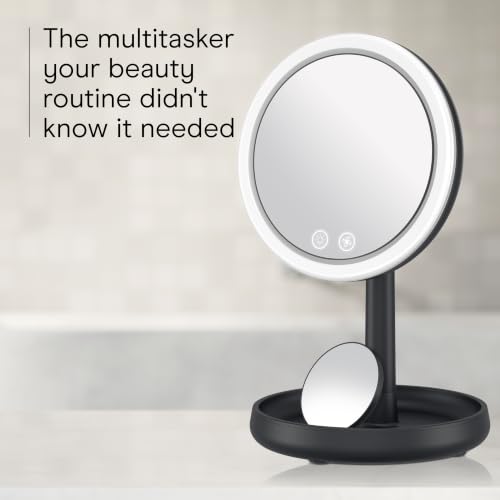 Black Lighted Makeup Mirror with Magnification & Cooling Fan - Conair CoolGlow