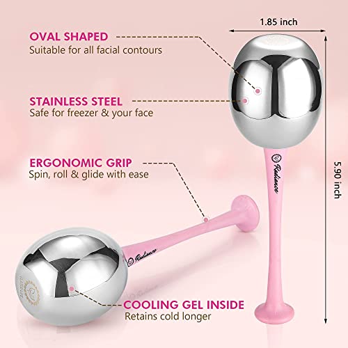 Facial Ice Globes for Skin Care - Cryo Face Roller for Depuffing & Anti-Aging