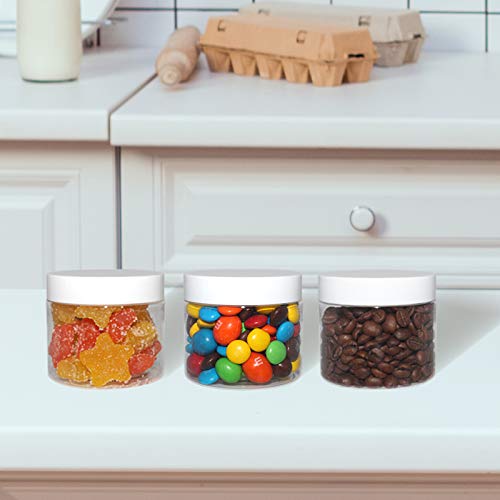 28 Pack 5 oz Plastic Slime Jars with White Lids - Clear, Leak-Proof Storage Containers