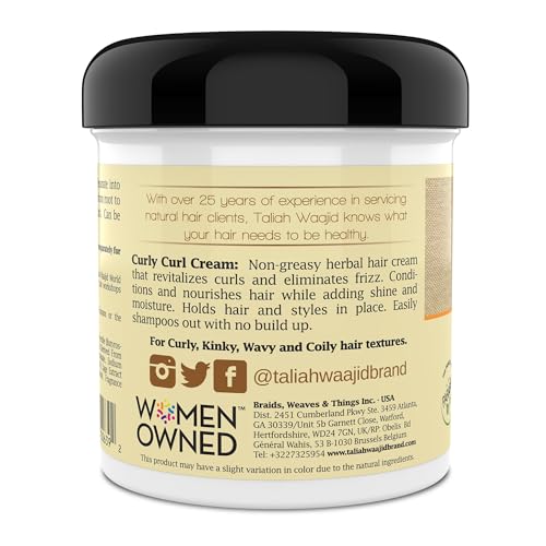 Natural Curly Curl Cream 16oz - Defines Waves & Coils, No Frizz, Paraben-Free