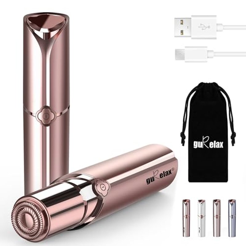 Gurelax Facial Hair Remover for Women, Electric Face Shaver, Painless Lip & Chin Removal, Rechargeable Device with Velvet Bag
