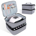 ALSLEA Nail Polish Organizer 30 Slots Gray Double-Layer Carrying Case