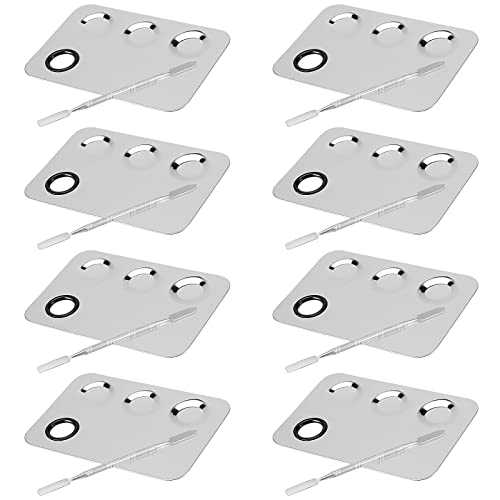 8-Piece Makeup Mixing Palette Set with Stainless Steel Spatulas & Holder