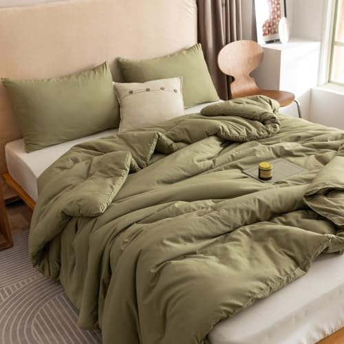 ROSGONIA Super King Plus Comforter - Olive Green 128x120 Oversized Bedding Quilt