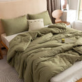 ROSGONIA Super King Plus Comforter - Olive Green 128x120 Oversized Bedding Quilt
