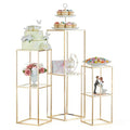 Gold Cylinder Pedestal Stands Set of 3 - 23.6, 31.5 & 39.4 Inches