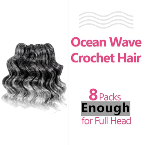 Tgrey Ocean Wave Crochet Hair for Black Women Water Wave Deep 6 Inch 8 Pack