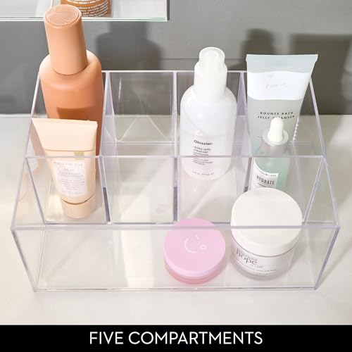 iDesign 5-Section Divided Makeup Organizer for Bathroom Vanity or Countertop - Set of 2 - Clear