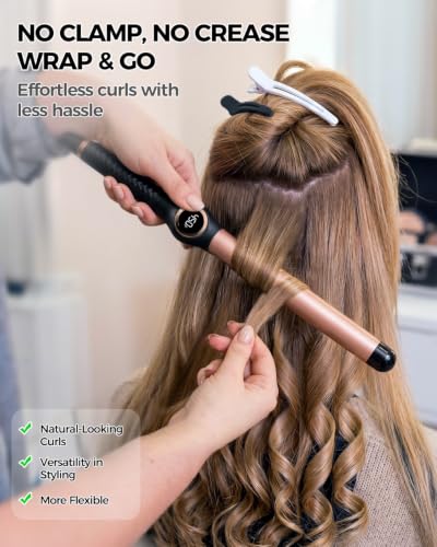 1 Inch Curling Wand Iron for Long Hair - Ceramic Extra Long Barrel No-Clamp - Variation of THIS listing