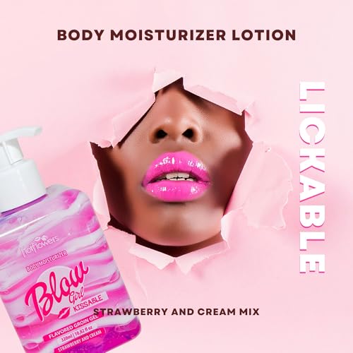 HOT FLOWERS Blow Girl Lickable Moisturizing Lotion ? Strawberry & Cream Flavored Body Moisturizer ? Softens & Hydrates Skin ? 320ml (10.82 fl oz)