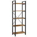 IRONCK 5-Tier Industrial Ladder Bookshelf - Vintage Brown, Heavy Duty Storage