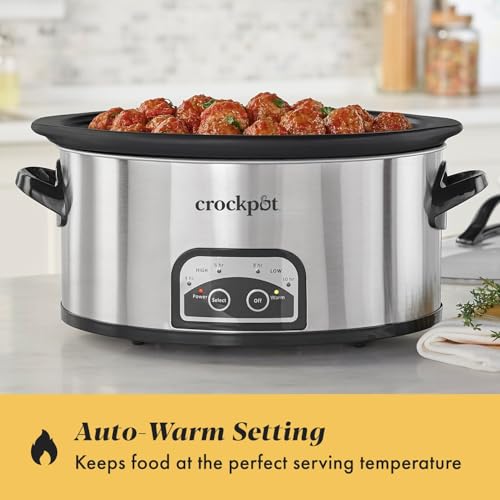 Stainless Steel 6-Quart Programmable Slow Cooker with Timer and Food Warmer