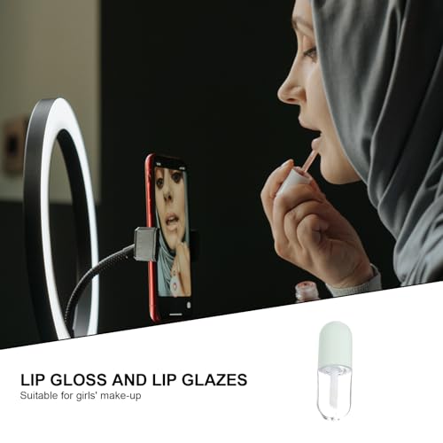 10 Pcs 5Ml Capsule Shaped Lip Gloss Empty Bottles Refillable Clear Plastic Lip Balm Tubes with Applicator Wands for Diy Makeup