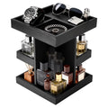 Cologne Organizer for Men, 3-Tier Rotating Perfume Stand - Large Capacity Wooden Display Shelf & Storage for Fragrance, Watch, Sunglasses - Modern Desk, Dresser Top, Bathroom Organizer - Birthday Anniversary Ideal Gift for Husband, Boyfriend, Father