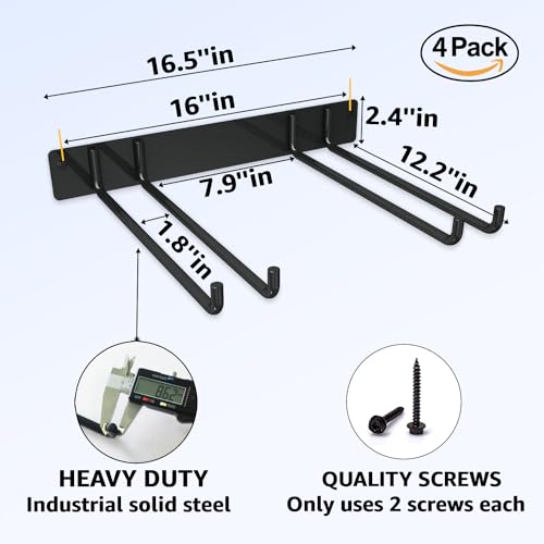 YYR Folding Chair Storage Rack 4 Pack Wall Mount Garden & Garage Organizer