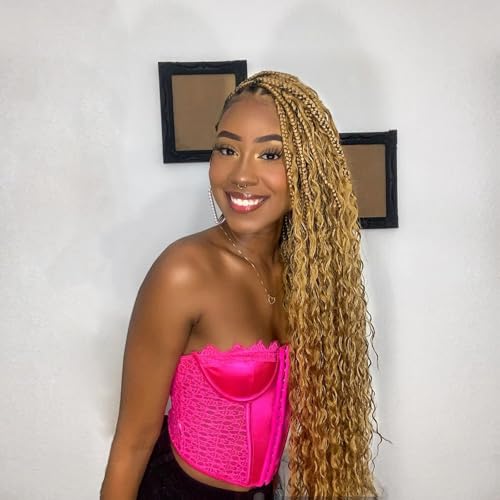 Vustbeauty 9 Packs Goddess Boho Crochet Hair 24in – Pre-Looped Box Braids for Women