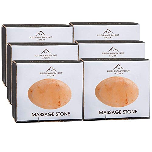 Pink Himalayan Salt Massage Stones Pack of 6 - Hand-Carved Spa Therapy Tools
