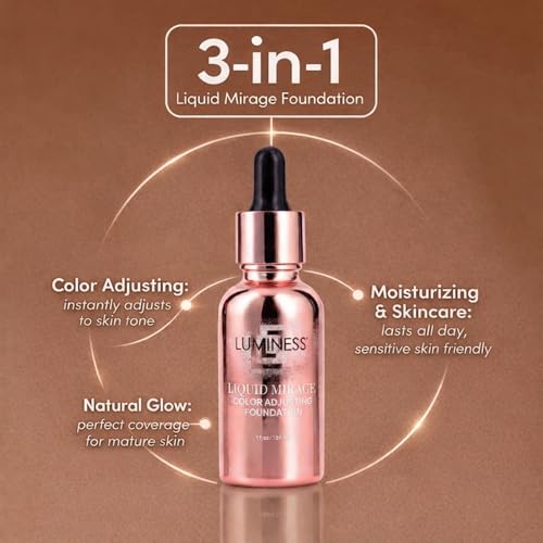 Liquid Mirage Color Changing Foundation for Mature Skin - Light 02, Hydrating, Skincare-Infused Makeup