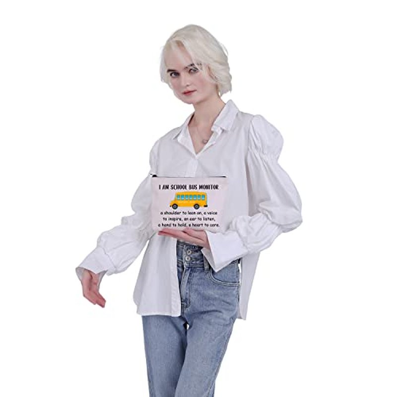 MBMSO Bus Monitor Gifts Bag Bus Driver Appreciation Gift Cosmetic Bag Bus Attendant Gift Bus Monitor Zipper Bag (I am Bus Monitor bag)
