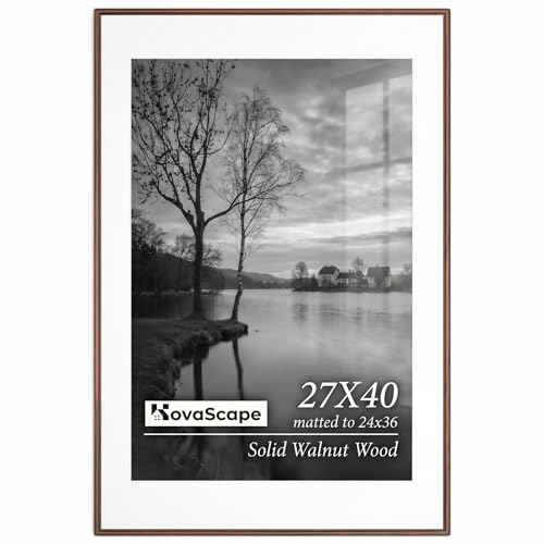USA-Sourced Walnut Wood Picture Frame 27x40 - Solid Wall & Tabletop Display