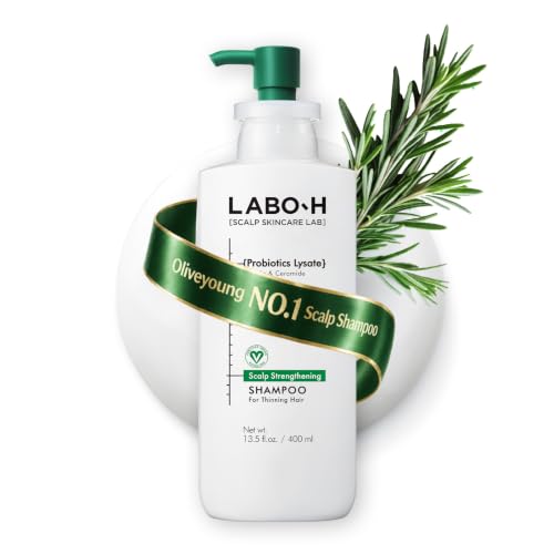 LABO.H Unscented Scalp Strengthening Shampoo for Hair Growth & Anti-Loss, Vegan Ceramide Formula, 13.5 Fl oz