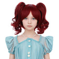 Kids Short Red Wig with Bangs and Detachable Buns - Child Synthetic Wig