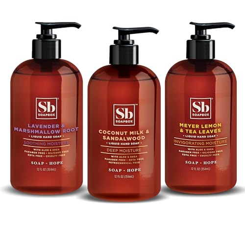 Liquid Hand Soap Variety Pack - Coconut, Lavender & Meyer Lemon - Vegan & Sulfate-Free