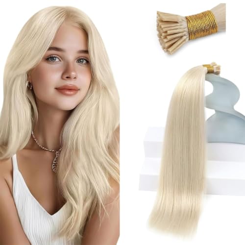 Sunny Hair I Tip Human Hair Extensions Blonde 14 Inch 50g - Platinum Blonde, Reusable, Heat-Friendly