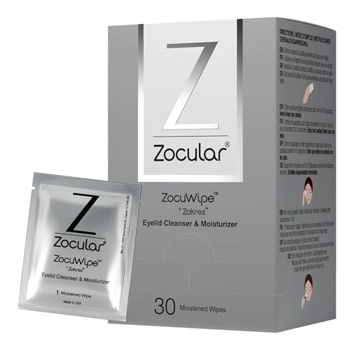 Zocular ZocuWipe Eyelid Cleansing Wipes with Natural Okra Complex ? Gentle Daily Eyelid Cleanser & Moisturizing Pads ? Makeup Remover & Eye Hygiene Wipes ? 30 Count