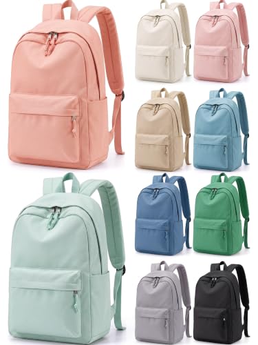 Kids Nylon School Backpack Bulk 10 Pieces Retro Color with Large Capacity & Multi-Layer Design - Unisex