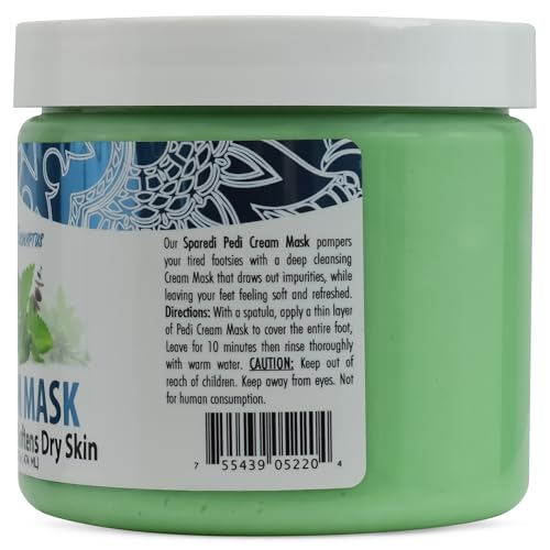 SPA REDI - Body and Foot Cream Mask, Mint and Eucalyptus, 16 Oz - Pedicure Massage for Tired Feet and Body, Hydrating, Fresh Skin