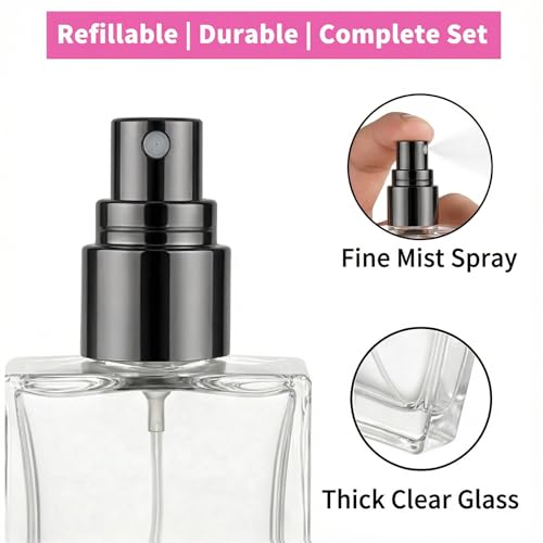Premium 30 Pcs 15 ml Clear Glass Perfume Spray Bottle Mini Empty Perfume Bottles, Refillable Perfume Bottle With Pump Tool, Droppers And Funnels for DIY Fragrances, Cologne, and Travel (Black)
