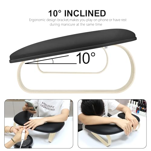 Manicure Arm Rest for Nails Tech, Adjustable U-Shaped Nail Hand Support with Aluminum Alloy Stand