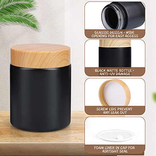 4 Pack 3.4 oz Black Glass Cream Jar,Empty Frosted Round Jar Pot with Plastic Lids,Inner Liner Travel Storage Jar Container for Lotion, Eyeshadow,Moisturiser,gel,Body Butters
