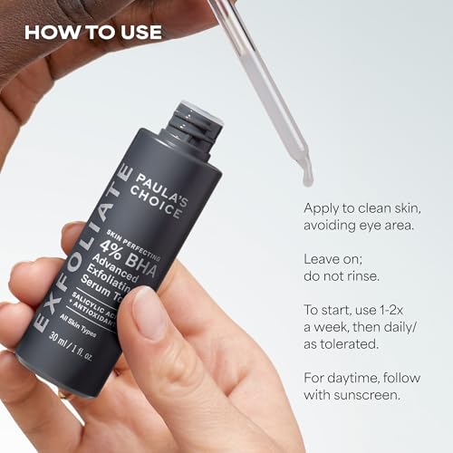 Paula's Choice 4% BHA Exfoliating Serum Toner for Clear & Smooth Skin, 1 fl oz