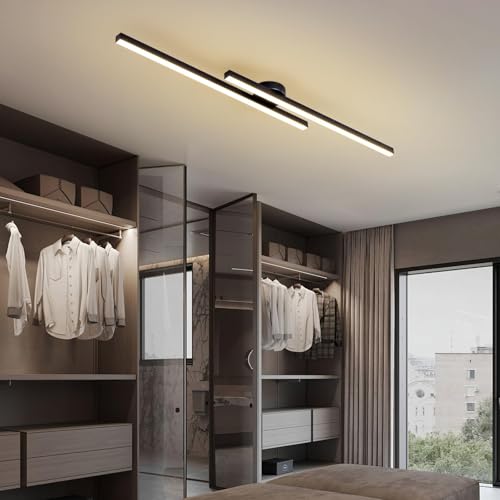 Modern Ceiling Light Fixture with Remote - Black Sputnik 43.3 Inch Dimmable LED Lamp