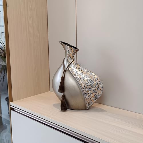 YACSNBF European Style Ceramic Flower Vase - 15 Inch Big Boho Pottery Vase, Dry & Faux Floral Decor, Fat Vase Variation