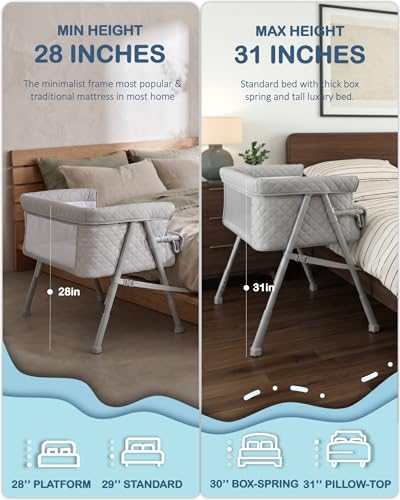 BEKA Baby Bassinet Bedside Sleeper - 2-in-1 Crib for Newborn, Grey